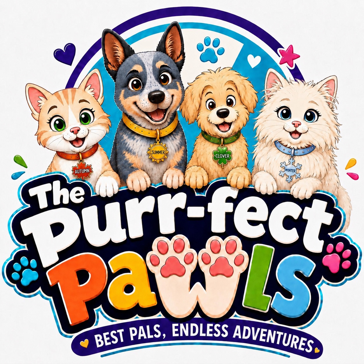 The Purr-fect Pawls—Autumn, Summer, Clover and Winter. Best Pals, Endless Adventures.